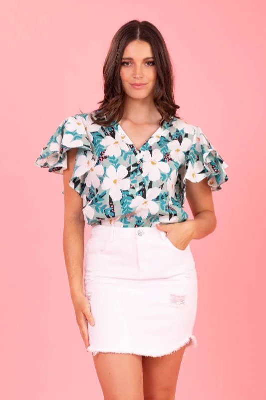 Grace Top Green Floral