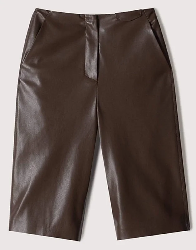 Dark Brown Vegan Leather Tazo Long Short