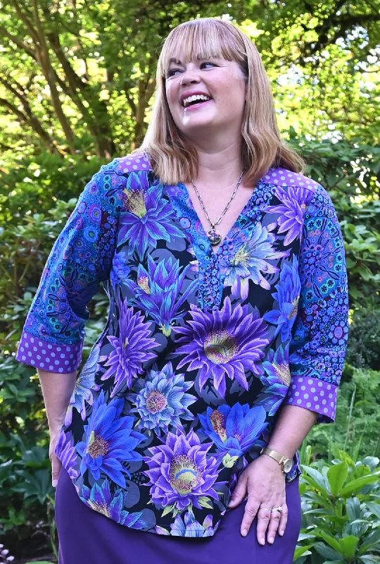 Eden Floral Shirt - Purple Cactus Flower