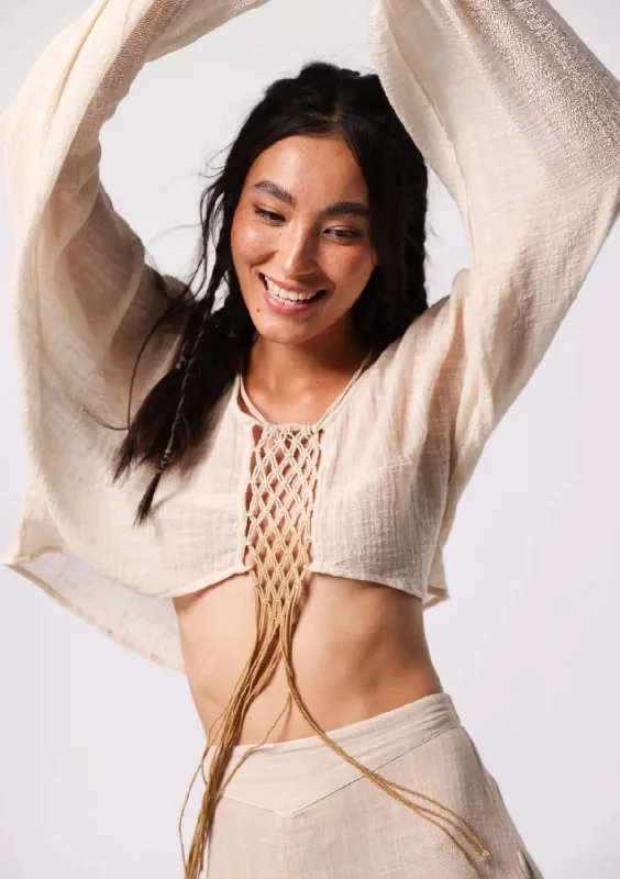 DELILAH MACRAME TOP - UNDYED /CURRY