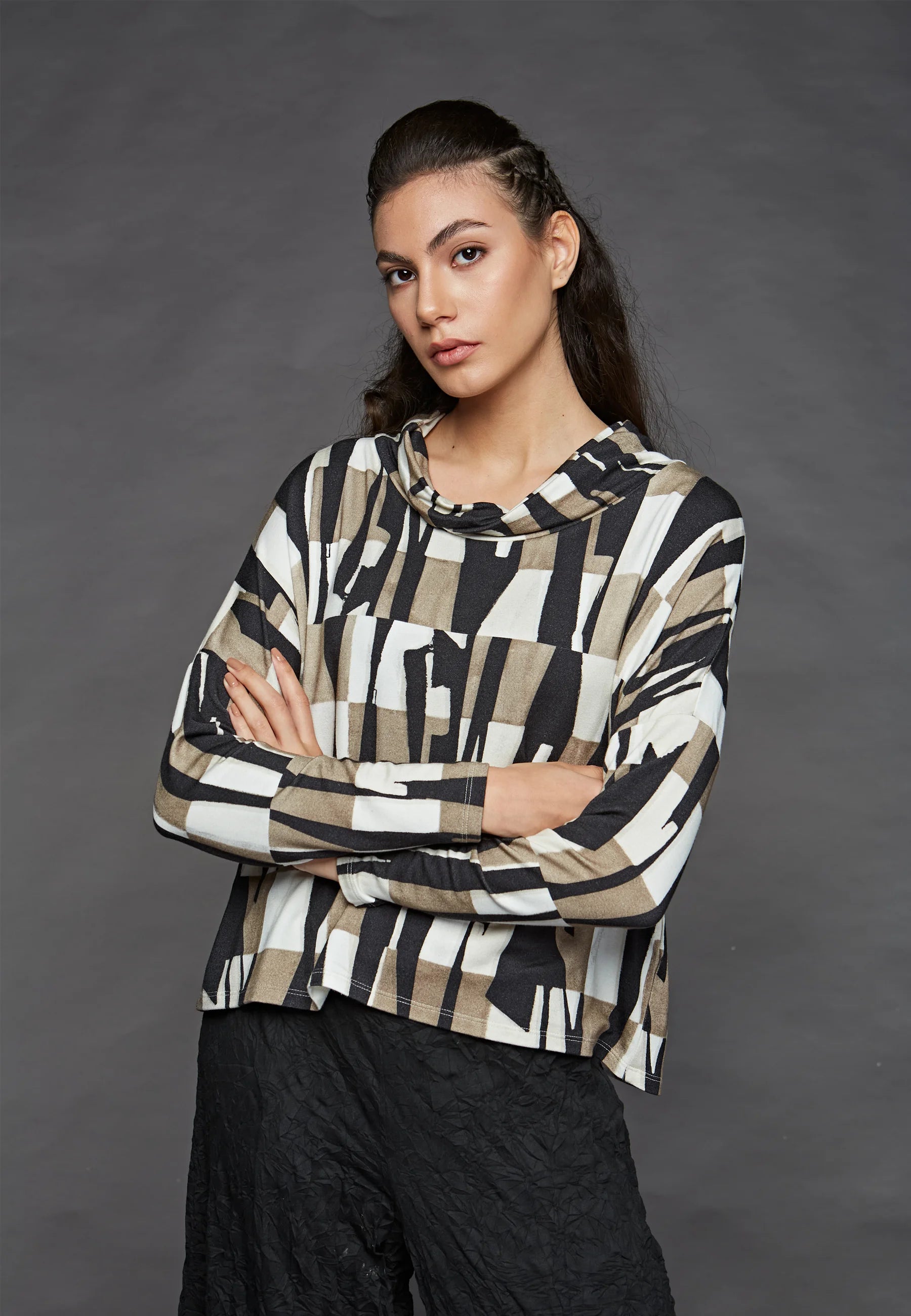 ZEST Short, printed viscose jersey blouse