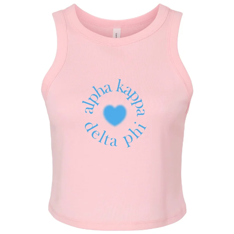 Sorority Micro Ribbed Racerback Cropped Tank, Curvy Font W/ Heart Design