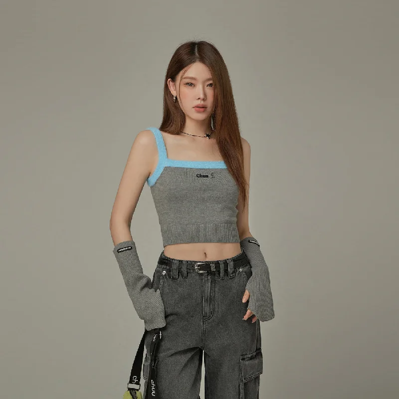 Line Color Scheme Sleeveless Crop Top