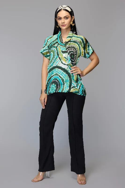 Eva Green Swirl Print Top