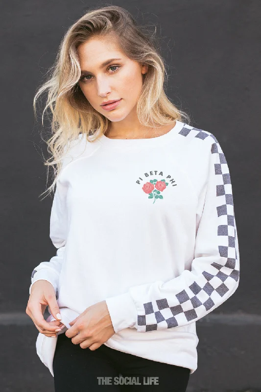 Pi Beta Phi Checkered Raglan Crewneck