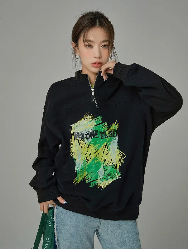 I Got Over You Half Zip-Up Sweatshirt