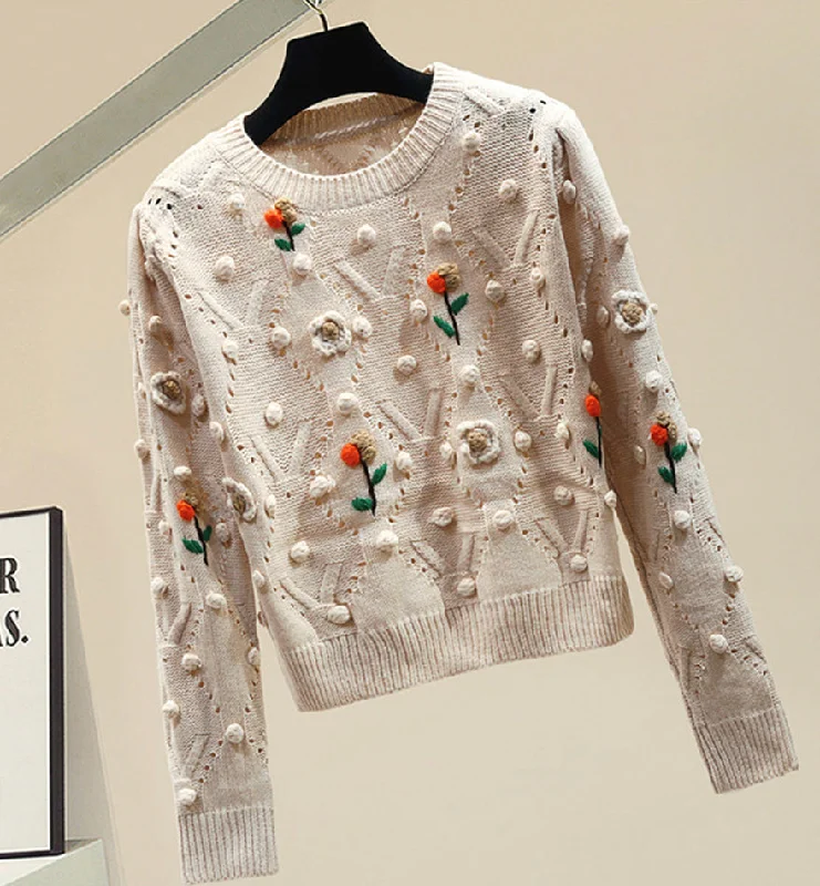 Cute round neck long sleeve sweater  073