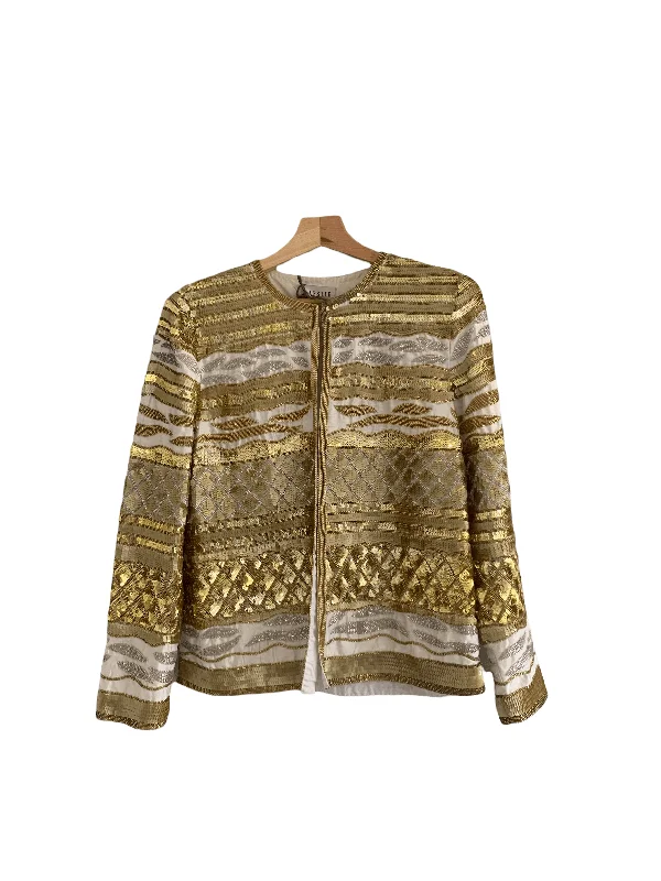 Leslie Fay Embellished Jacket Gold UK Size 12