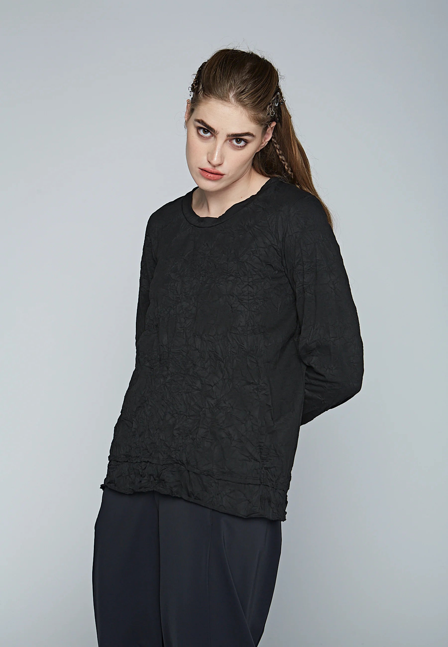 RASH Wrinkled jersey knitted blouse