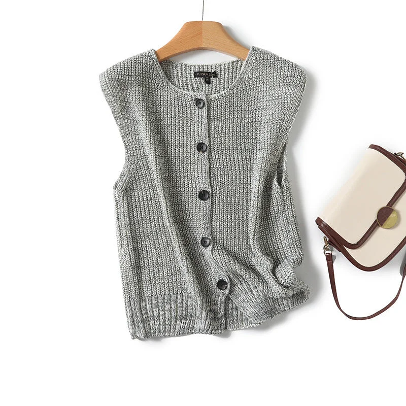 Reverse Needle Knitting Vest Jacket Women's Knitted Vest