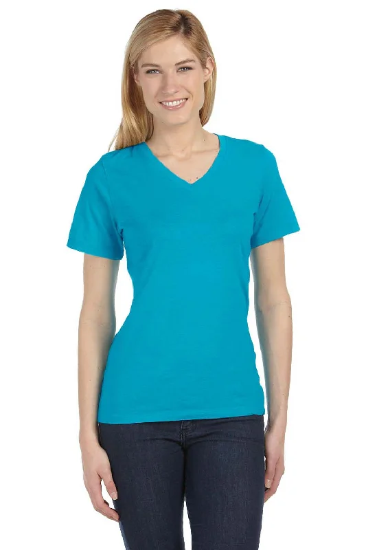 Bella + Canvas Womens Relaxed Jersey Short Sleeve V-Neck T-Shirt - Turquoise Blue