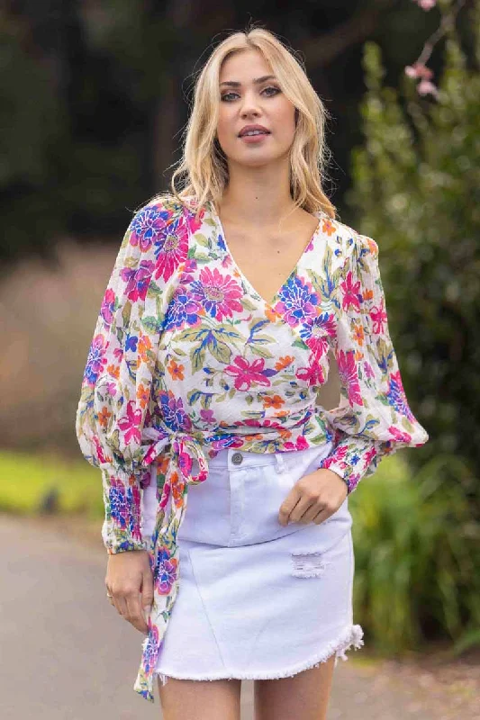 Mary Wrap Top Floral