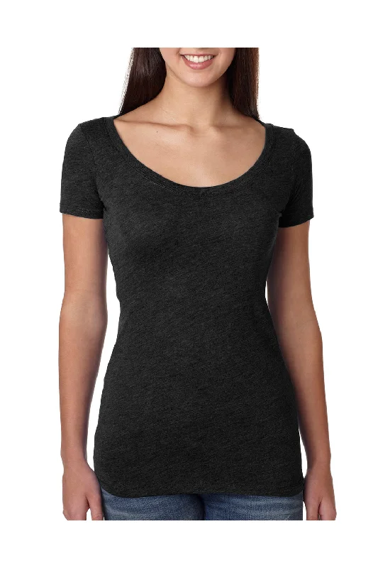 Next Level Womens Jersey Short Sleeve Scoop Neck T-Shirt - Black - Closeout