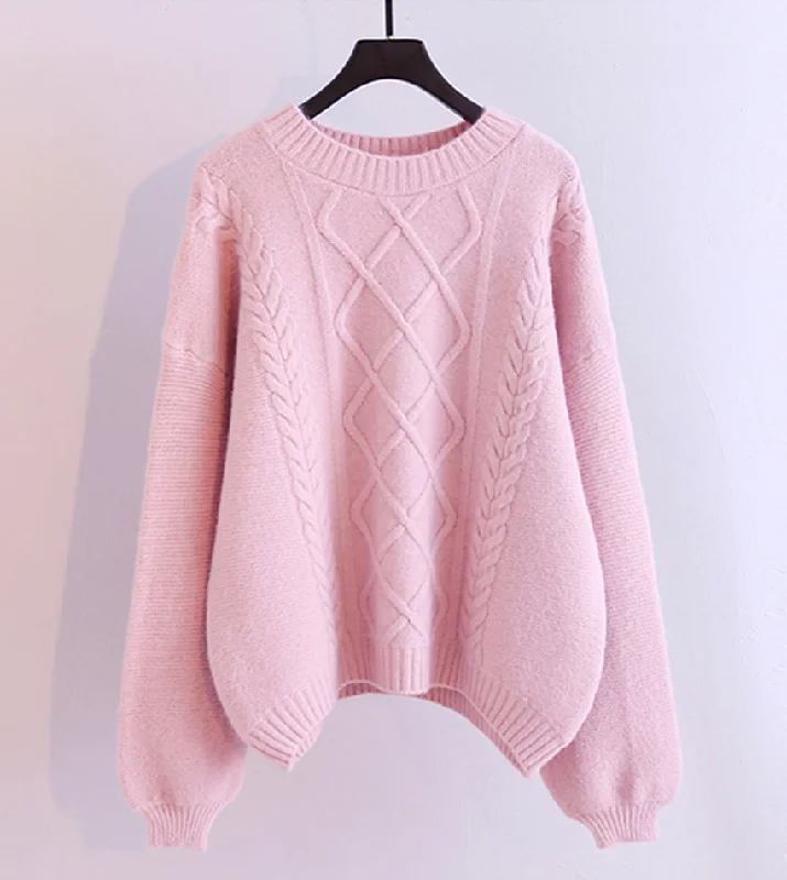 Simple round neck long sleeve sweater  061