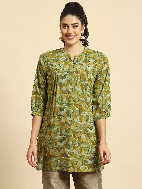 Women Green Abstract Print Tunic