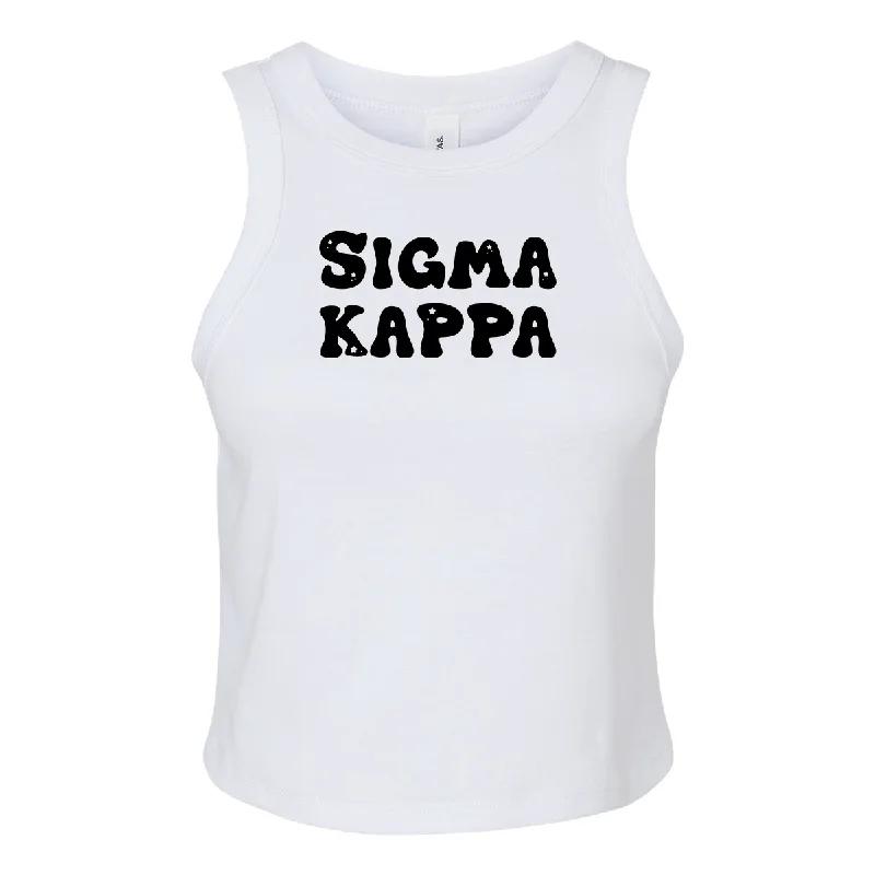 Sorority Micro Ribbed Racerback Cropped Tank, Bubble Design