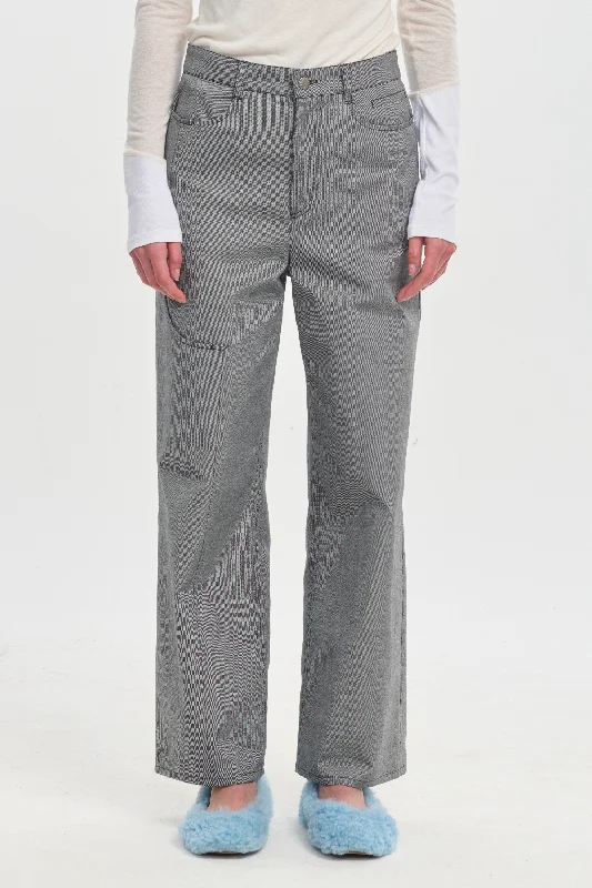 Grey denim cropped straight pants