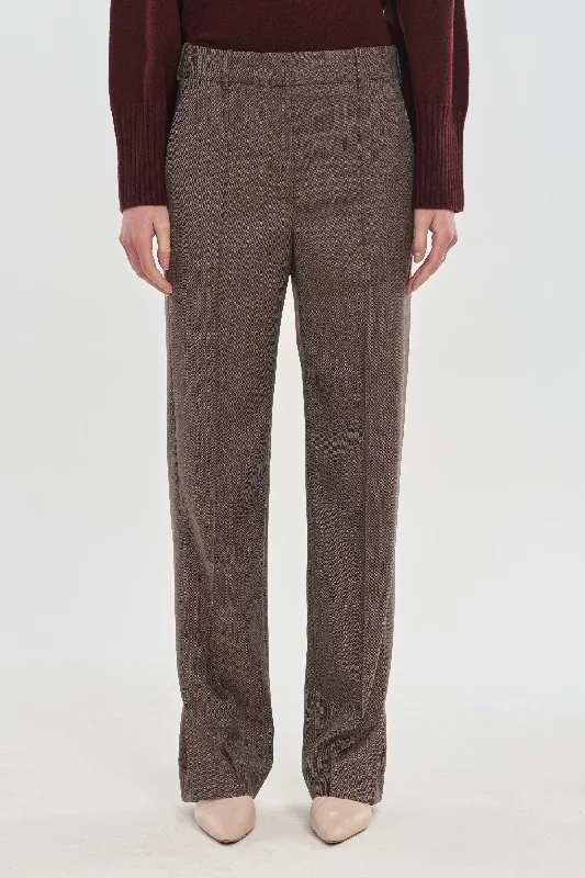 Brown light wool straight leg pants