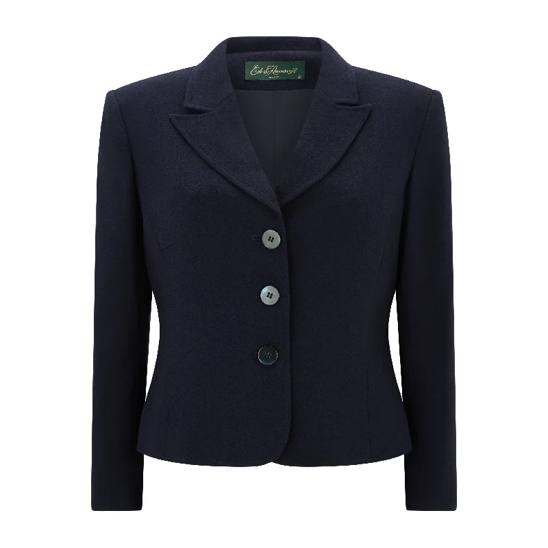 Navy Jennifer Tailored Wool Crepe Jacket