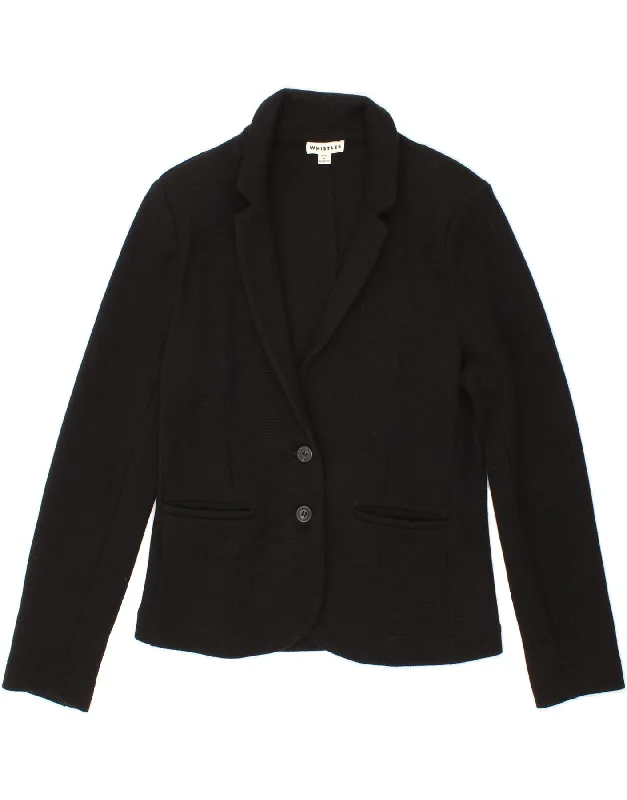 WHISTLES Womens 2 Button Blazer Jacket UK 12 Medium Black Cotton