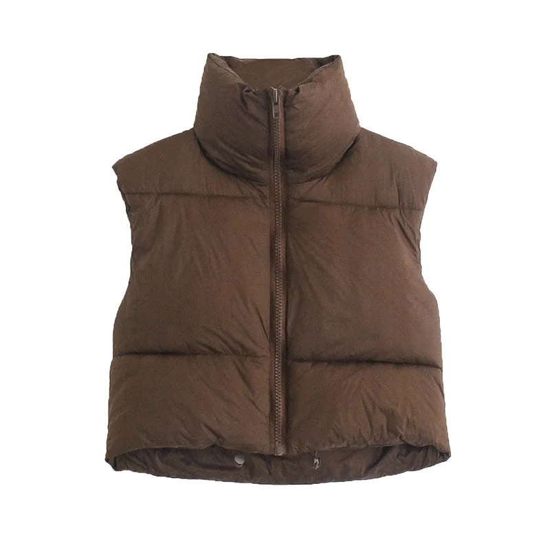 Stand-up Collar Sleeveless Padded Vest