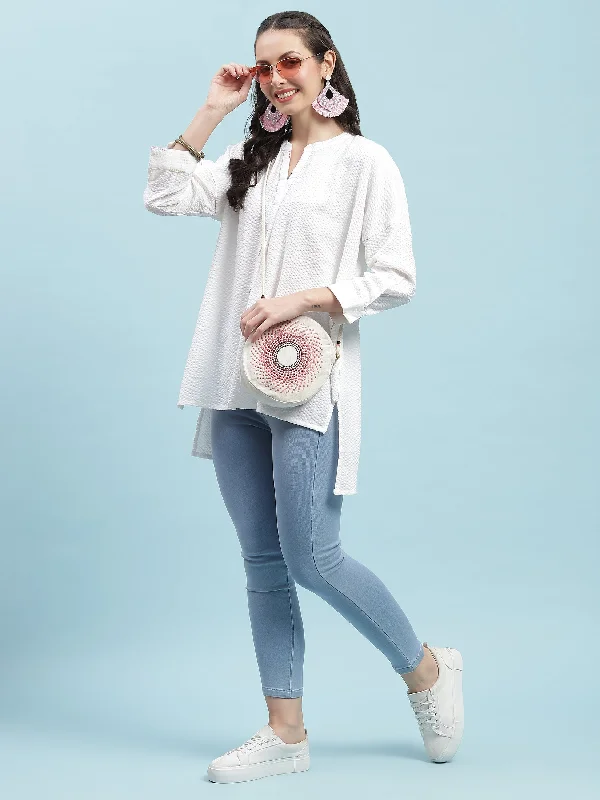 Women White Solid Boxy Tunic