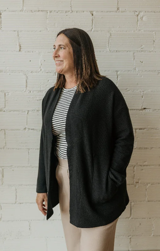 JENELLE BLACK OPEN FRONT CARDIGAN