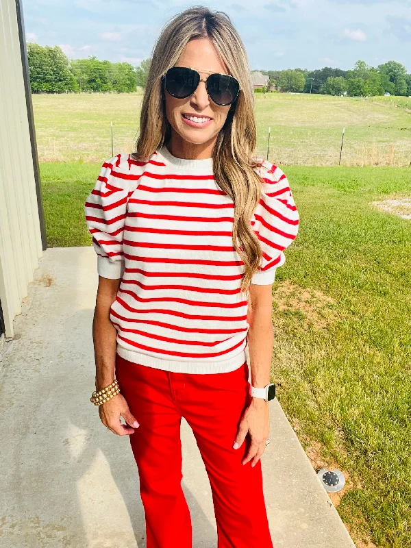 BETTER IN STRIPES TOP- RED