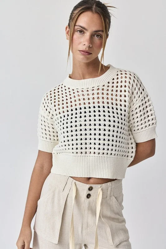 Alina Crochet Short Sleeve Top