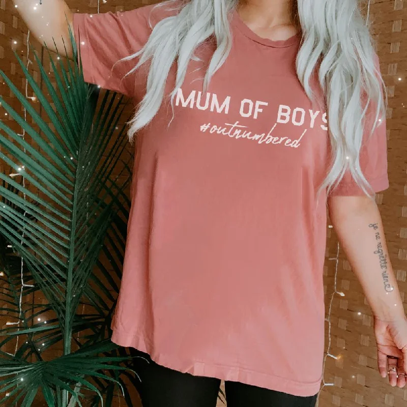 Mum of Boys Hashtag Outnumbered T-Shirt (MRK X)