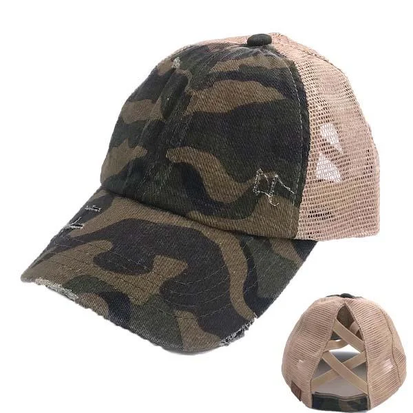 BT-783 C.C Cris Cross Pony Caps Olive Camo/Beige