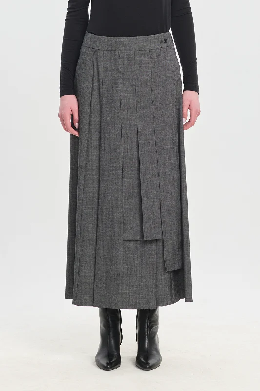 Denim grey wool twill skirt-pants