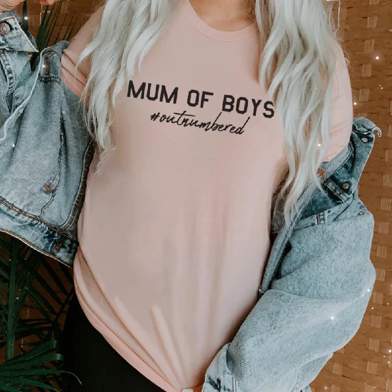 Mum of Boys Hashtag Outnumbered T-Shirt (MRK X)