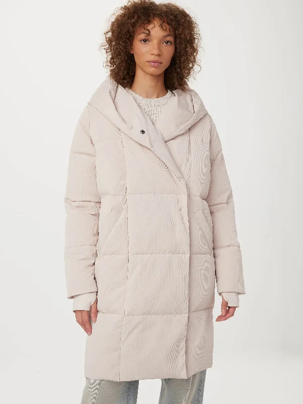 The Ribbed Hygge Puffer Coat in Grey Morn