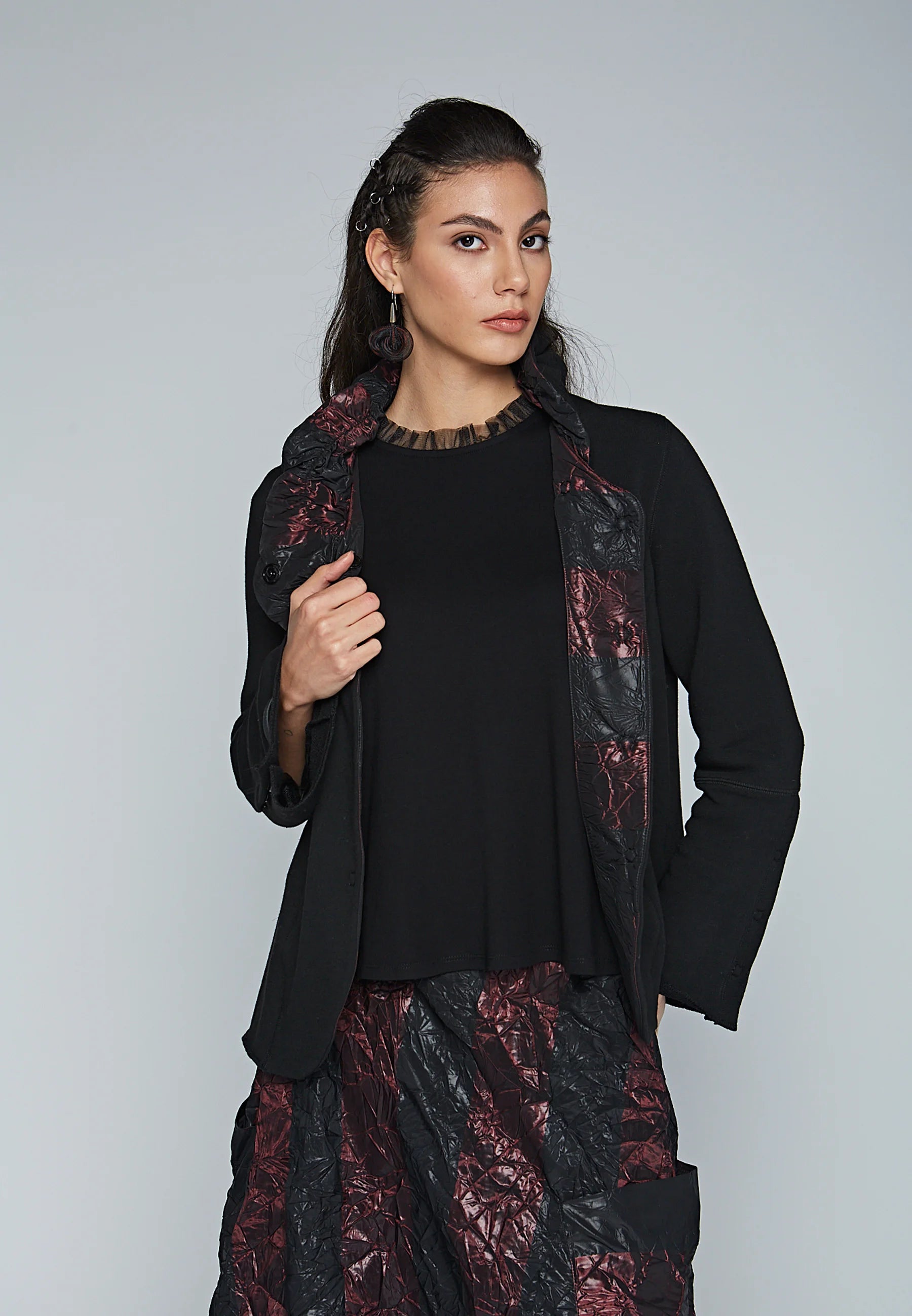 GLIMPSE Viscose jersey blouse with tulle details