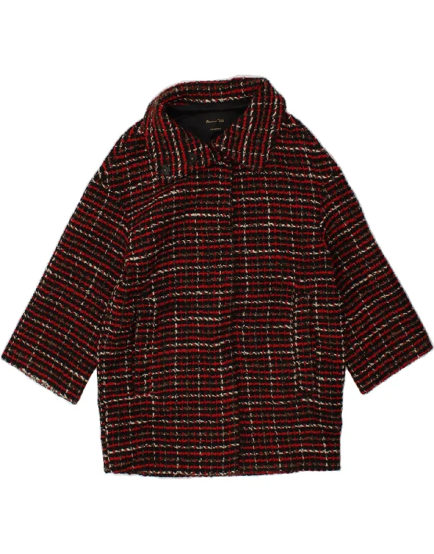 MASSIMO DUTTI Womens Overcoat UK 14 Medium Red Check