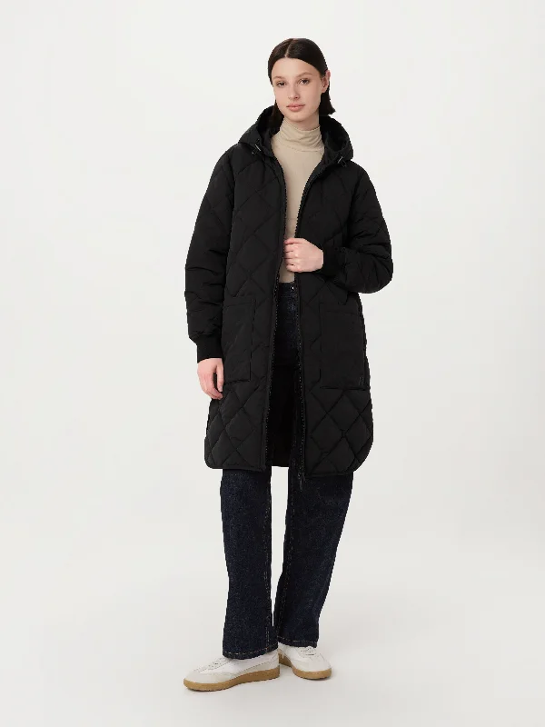 The Skyline Maxi Hooded Coat in Black