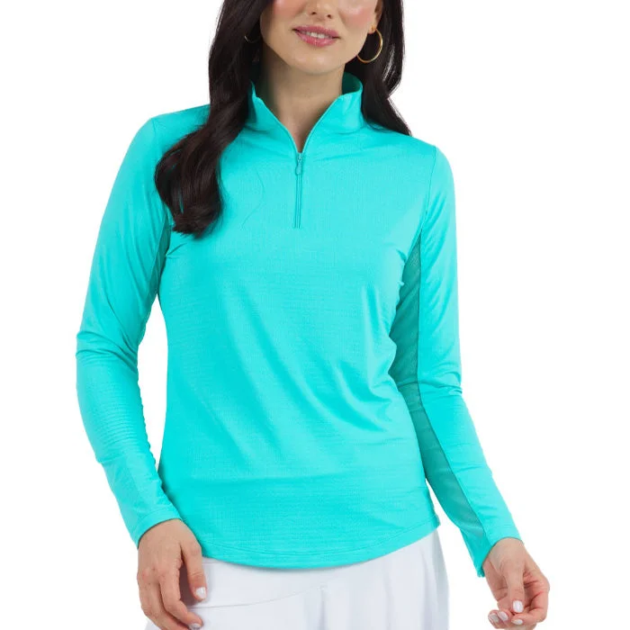 Ibkul Womens Long Sleeve Mock Solid Top - Jade