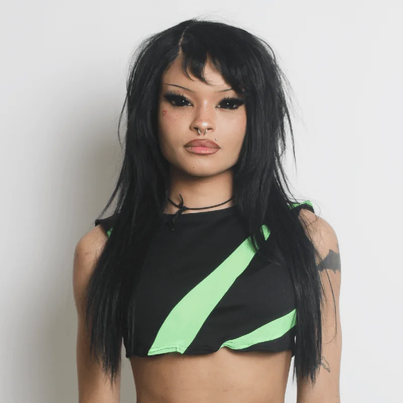 LASER CROP TOP BLACK / GREEN